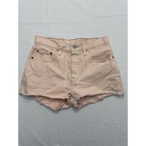 Levi's 501 Shorts Womens 27 Pink Denim Cutoff Raw Hem Button Fly 56327-0202
